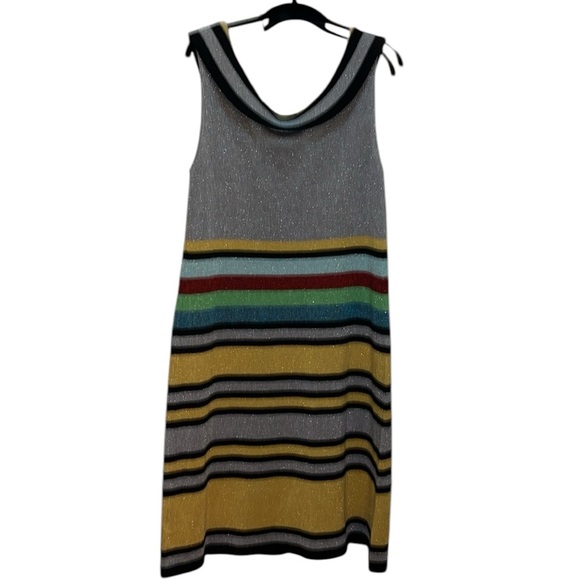 L.A.M.B. Dress Vintage Striped Glitter Tinsel Lamb Wool Dress XL Y2K - Picture 13 of 14